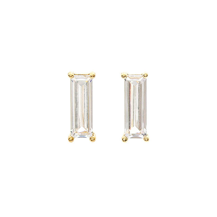 [GRAY Collection] 14-Karat Gold Baguette Stone Earrings