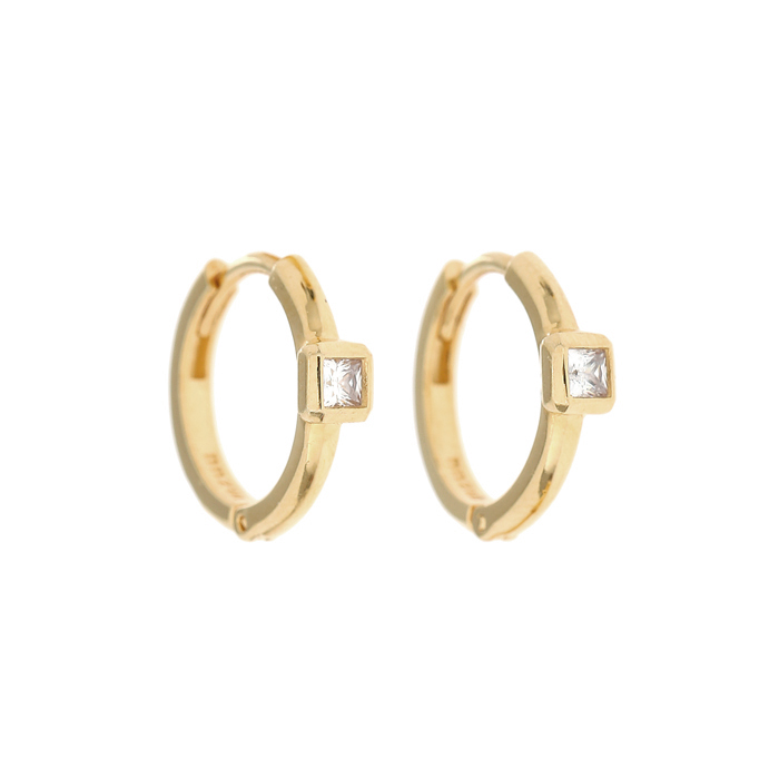 DAYZ 14-Karat Gold Tiny Square Frame Hoop Earrings