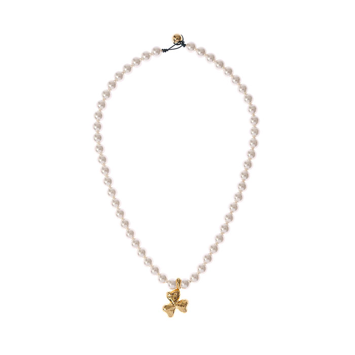 MIMI Metal Clover 8mm Pearl Necklace