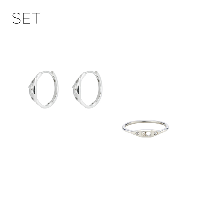 SEASONS Lock Ring and Hoop Earrings Set